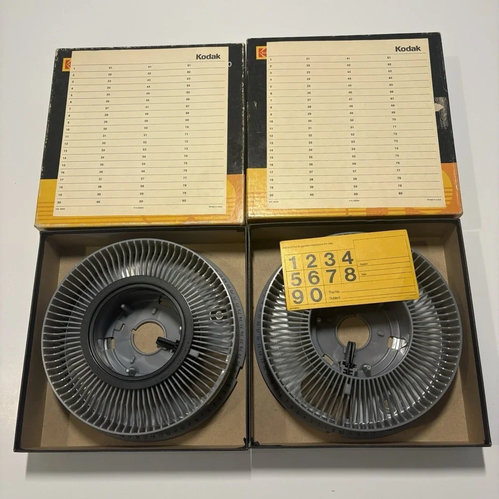 2-Eastman Kodak Carousel Transvue 80 slide tray B80T CAT 104 6093 Vintage 1983